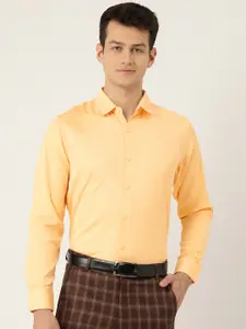 SOJANYA Men Yellow Classic Fit Self Design Formal Shirt