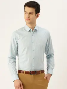 SOJANYA Men Blue Classic Fit Striped Formal Shirt