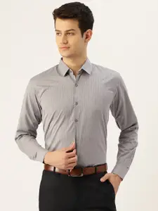 SOJANYA Men Grey Classic Fit Striped Formal Shirt