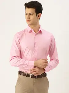 SOJANYA Men Pink Classic Fit Checked Formal Shirt