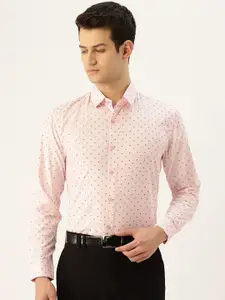 SOJANYA Men Pink Classic Fit Micro Ditsy Printed Formal Shirt