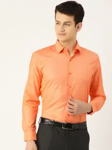 SOJANYA Men Orange Classic Fit Solid Formal Shirt