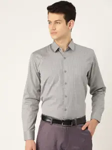 SOJANYA Men Grey Classic Regular Fit Self Design Formal Shirt