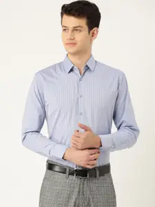 SOJANYA Men Blue Classic Fit Striped Formal Shirt
