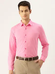 SOJANYA Men Pink Classic Fit Solid Formal Shirt