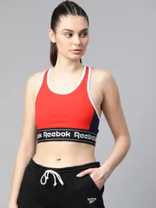 Reebok Women Red Solid Training Essentials Linear Logo Low-Impact Workout Bra