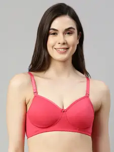 Enamor Women Pink Non-Padded Non Wired Sturdy T-Shirt Bra With Detachable Straps