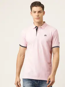 Being Human Men Pink Solid Polo Collar Pure Cotton T-shirt