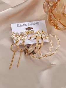 Jewels Galaxy Women Set of 6 Gold-Plated Earrings