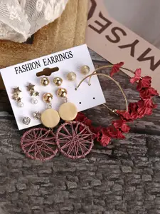 Jewels Galaxy Women Set of 7 Gold-Plated Earrings