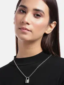 Jewels Galaxy Women Silver-Plated Lock Necklace