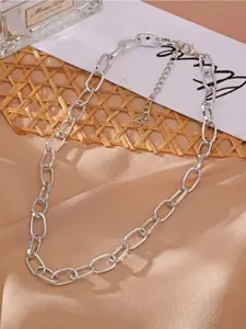 Jewels Galaxy Silver-Plated Link Necklace
