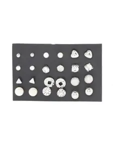 Jewels Galaxy Women Set of 12 Silver-Plated Studs