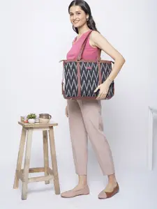 ZOUK Charcoal Black & Grey Ikat Print Vegan Leather 15 Inch Sustainable Laptop Bag