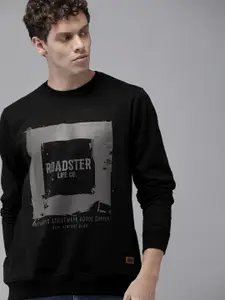 Roadster Men Black Printed Sweatshirt
