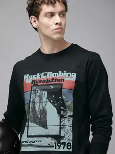 Roadster Men Black & Multicoloured Printed Sweatshirt