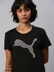 Puma Women Black Printed Round Neck Evostripe T-shirt