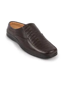 FAUSTO Men Black Leather Shoe-Style Sandals