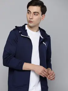 Puma Men Navy Blue Solid Slim Fit dryCELL RTG FZ Hooded Sporty  Track Jacket