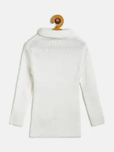 AD & AV Girls White Ribbed Woollen Pullover