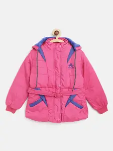 AD & AV Girls Pink Solid Padded Jacket with Detachable Hood