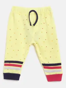 Moms Love Girls Yellow Geometric Print Lounge Joggers with Striped Detail