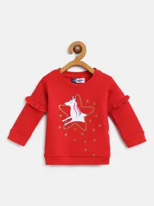 Moms Love Girls Red & White Unicorn & Star Print Sweatshirt