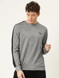 Proline Active Men Grey Solid Sweatshirt with Side Stripes