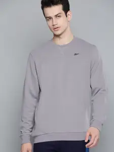Reebok Men Grey Solid Training Workout Sweatshirt