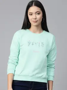 Allen Solly Woman Women Sea Green Solid Sweatshirt