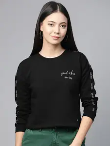 Allen Solly Woman Women Black Solid Sweatshirt