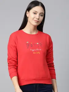 Allen Solly Woman Red Floral Printed Sweatshirt