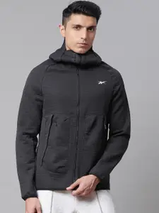 Reebok Men Charcoal Grey Solid Thermowarm Deltapeak Performance Outdoor Jacket