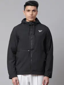 Reebok Men Black Outerwear Core Fleece Solid Outdoor Jacket