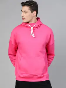 Reebok Men Pink Solid Myt Fleece Hoodie Training Sweatshirt