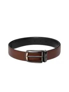 Louis Philippe Men Brown Solid Leather Belt