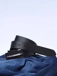 Louis Philippe Men Black Solid Leather Belt