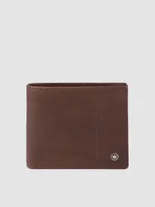 Louis Philippe Men Brown Solid Two Fold Leather Wallet