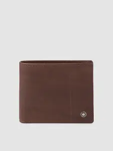 Louis Philippe Men Brown Solid Two Fold Leather Wallet