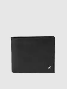 Louis Philippe Men Black Solid Leather Two Fold Wallet