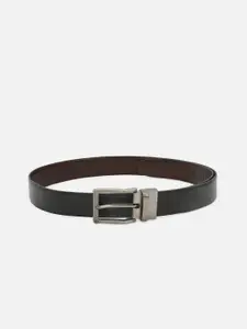 Louis Philippe Men Black Textured Leather Reversible Belt
