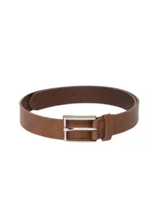 Louis Philippe Men Tan Brown Textured Leather Belt