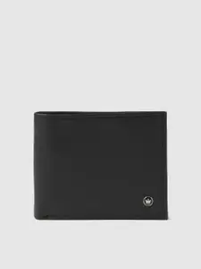 Louis Philippe Men Black Solid Two Fold Wallet
