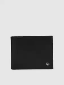 Louis Philippe Men Black Solid Two Fold Wallet