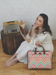 ZOUK Unisex Multicoloured Printed Vegan Leather 16 Inch  Laptop Bag