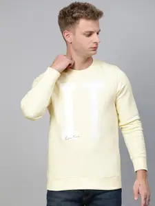 Indian Terrain Men Cream-Coloured & White Solid Sweatshirt