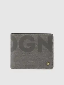WROGN Men Grey Printed Leather Two Fold Wallet