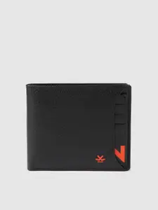WROGN Men Black Solid Leather Two Fold Wallet