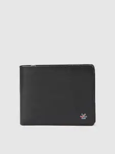 WROGN Men Black Solid Leather Two Fold Wallet