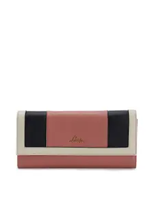Lavie Women Pink & Black Colourblocked Two Fold Wallet